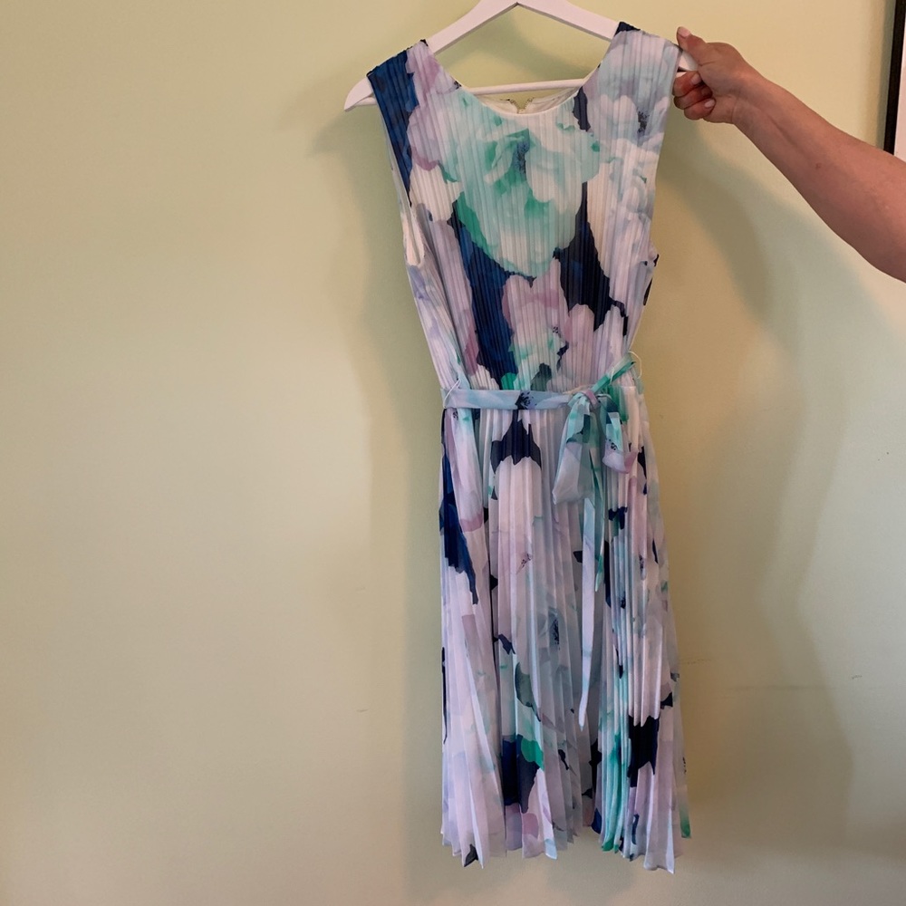 Calvin Klein Beautiful Pleated Pastel Floral Dress